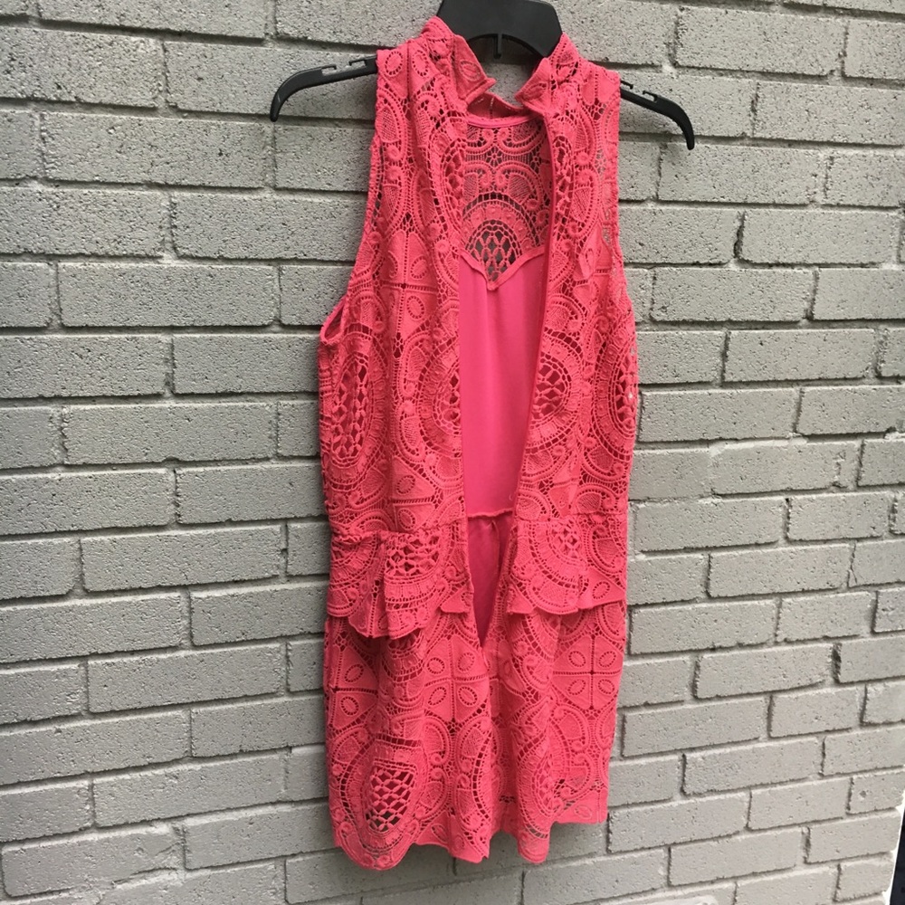 Free People Art Deco pink lace romper medium - Picture 4 of 4